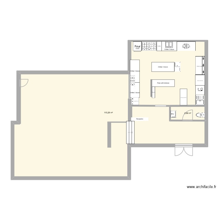 Swiss BKK2. Plan de 2 pièces et 118 m2