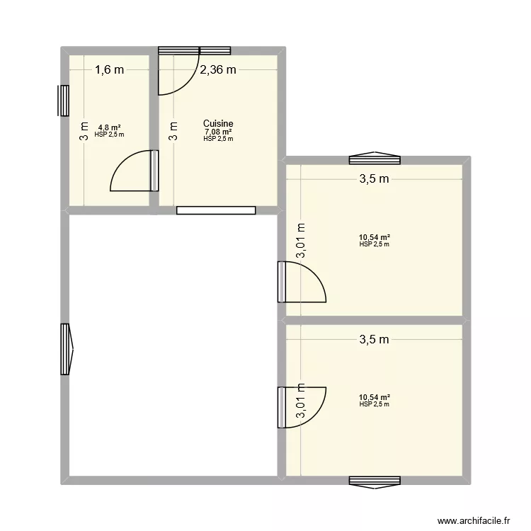 Garchizy2. Plan de 4 pièces et 33 m²