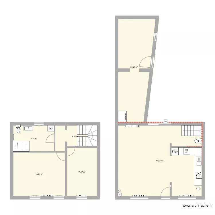 salle de bain avec isolation. Plan de 6 Pièces et 110 m² salle de bain avec isolation. Plan de 6 Pièces et 110 m²