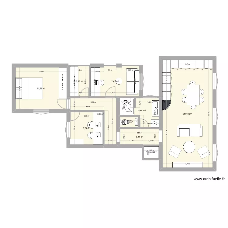 Plan de base 51 Louis. Plan de 10  et 73 m²