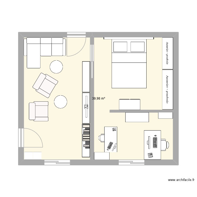 CHAMBRE SALON. Plan de 1 pièce et 40 m2
