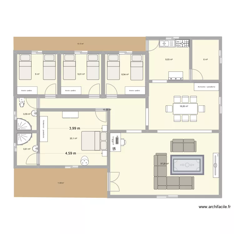 projet MENYE. Plan de 11 Pièces et 135 m²
