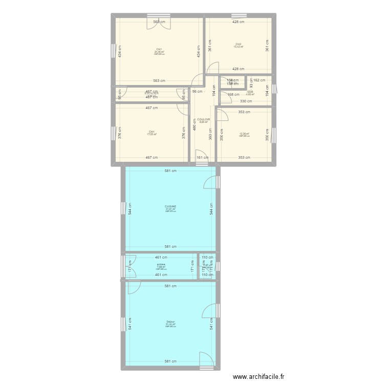 pozzobon. Plan de 12 pièces et 162 m2