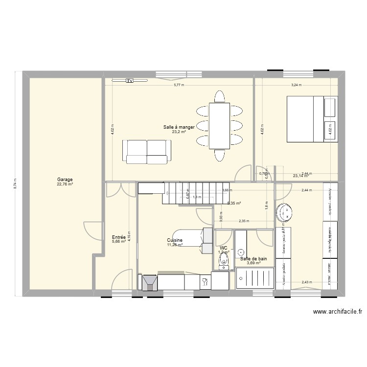 ISLE D ESPAGNAC 2. Plan de 8 pièces et 96 m2