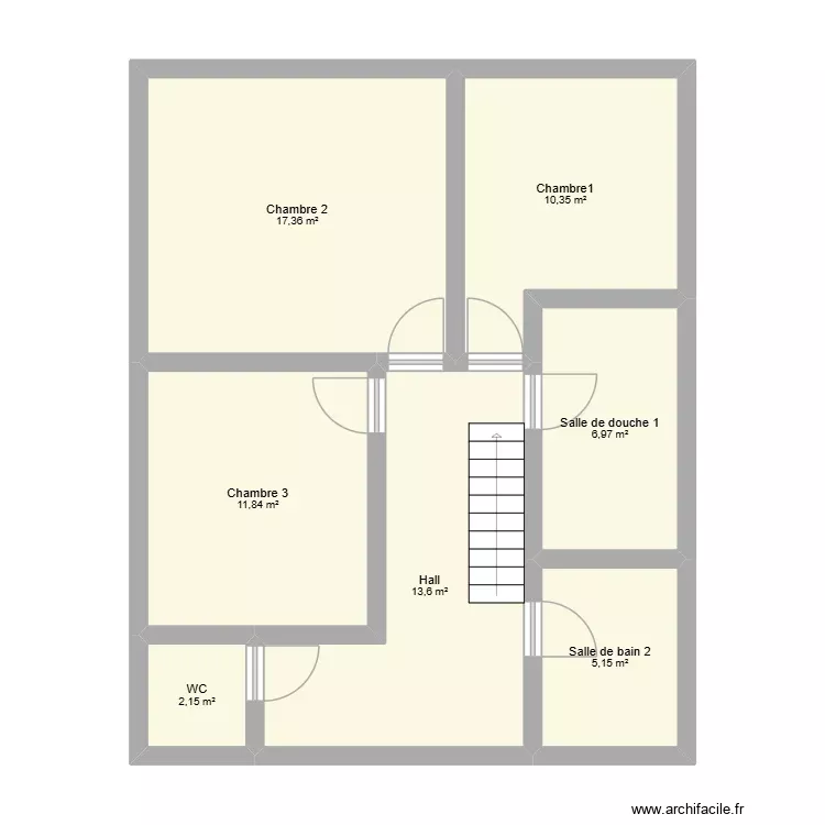 1er etage saint denis. Plan de 7 Pièces et 67 m²
