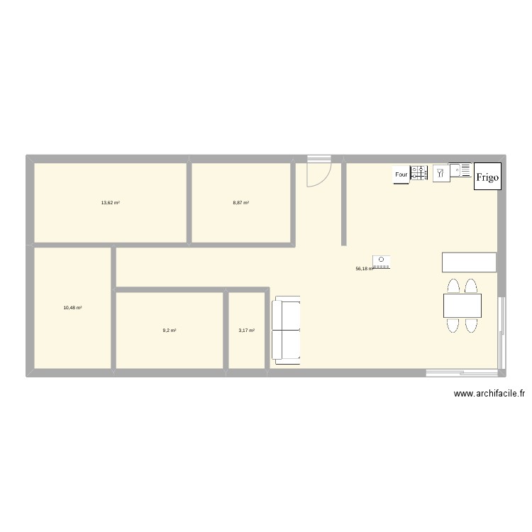 mono 1. Plan de 6 pièces et 102 m2
