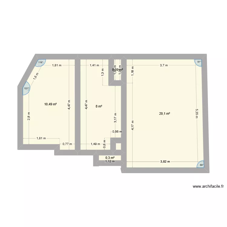 Appartement route de ganas 2. Plan de 5  et 39 m²