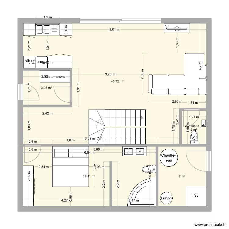Plan definitif. Plan de 5  et 79 m²