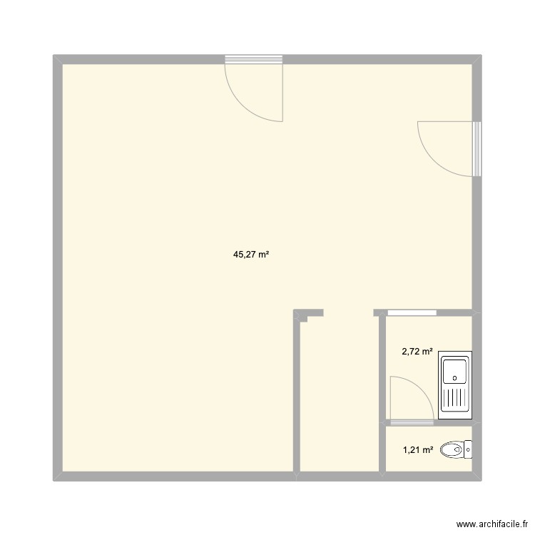 Bureau. Plan de 3 pièces et 49 m2