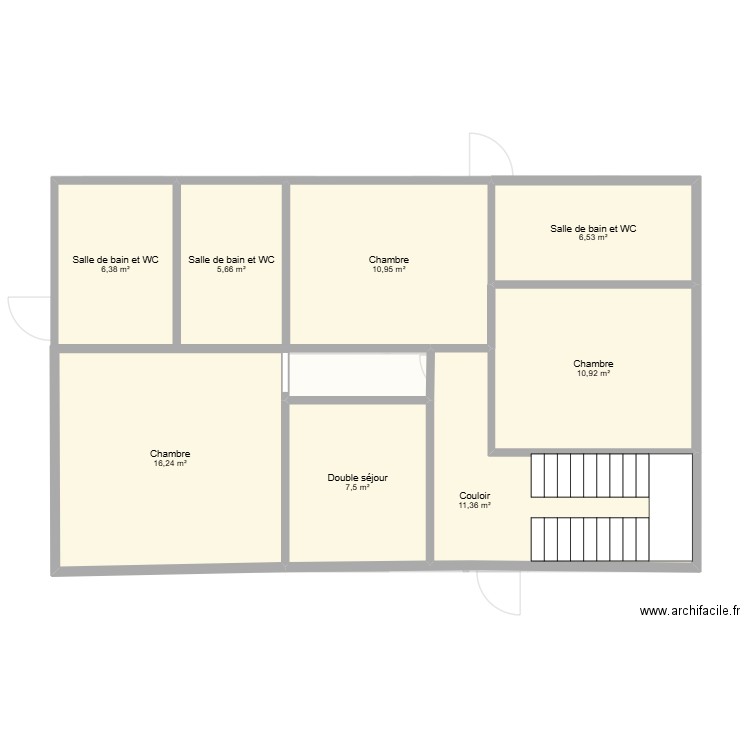 Mbemba Landou. Plan de 17 pièces et 149 m2