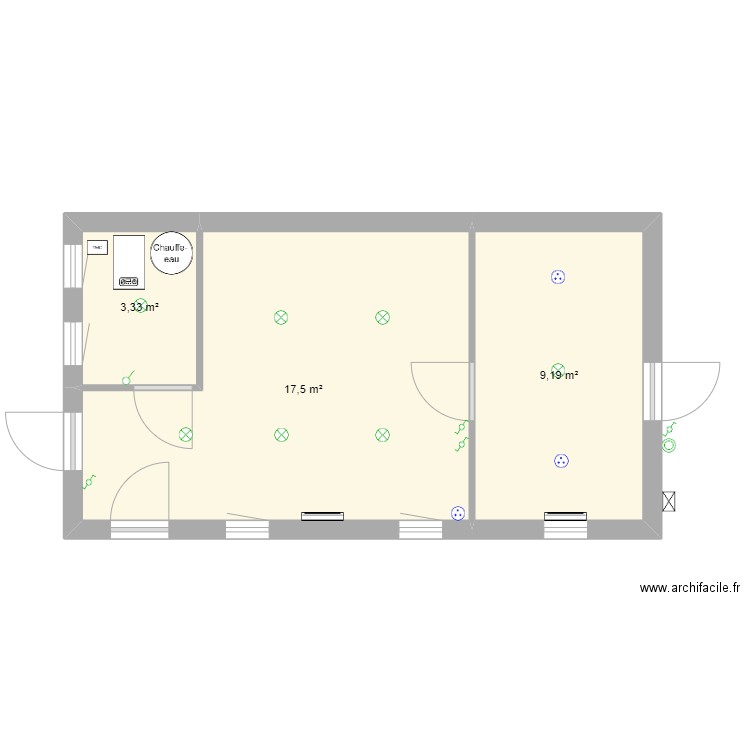 SDJ BEAUVOIS. Plan de 3 pièces et 30 m2