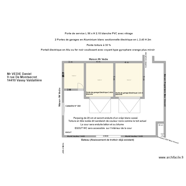 Parking garages. Plan de 3 pièces et 47 m2