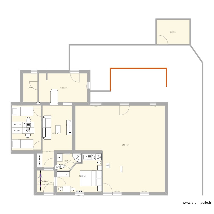 appart 2 v2. Plan de 9 pièces et 111 m2