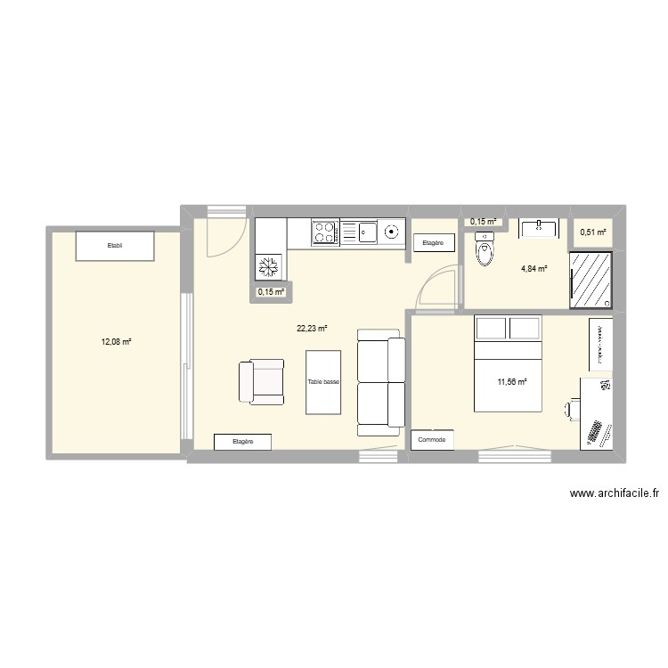 AVA Marseille. Plan de 7 pièces et 52 m2