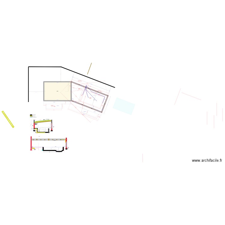 piscine béton mur brique  2025 v52. Plan de 1 pièce et 84 m2