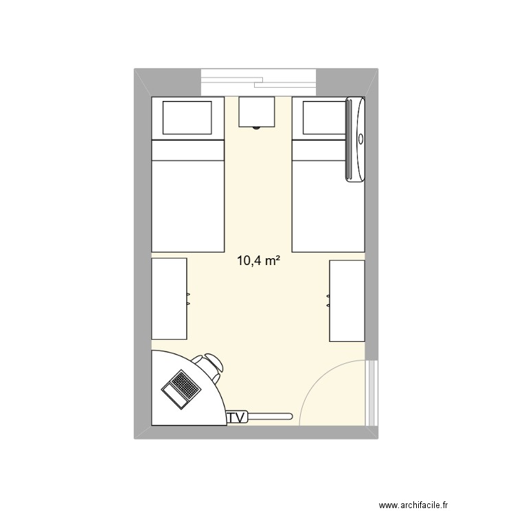chambre enfants2. Plan de 1 pièce et 10 m2