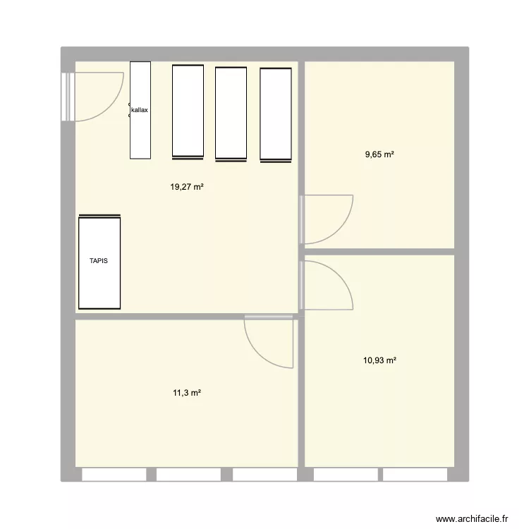 Extension PSLC. Plan de 4  et 51 m²