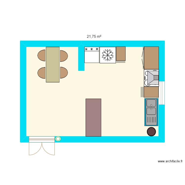 Maison Français Oficial. Plan de 1 pièce et 22 m2