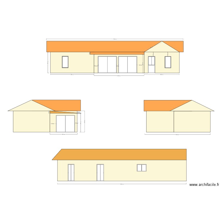 Plan façades agrandissement nouveau modèle. Plan de 0 pièce et 0 m2