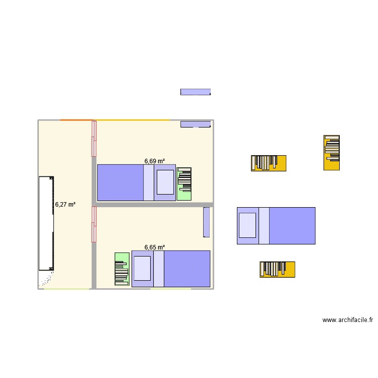 CHBRE. Plan de 3 pièces et 20 m2