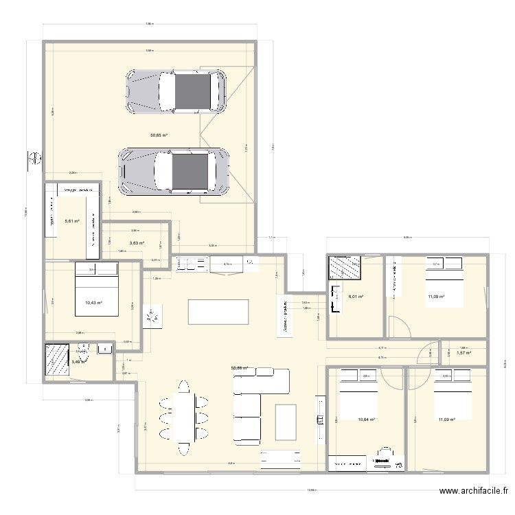 polminhac. Plan de 11 pièces et 170 m2
