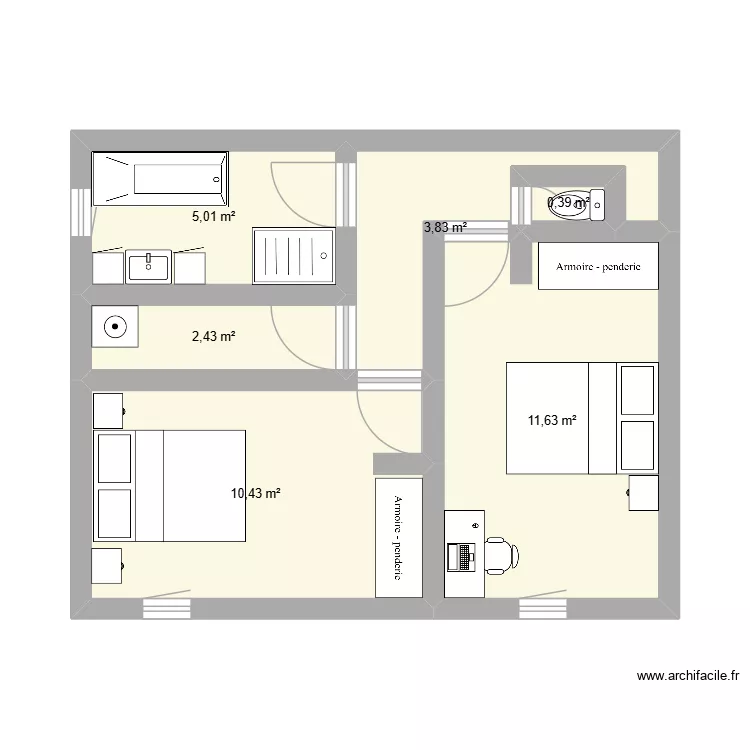 maison faverge etage. Plan de 6  et 34 m²
