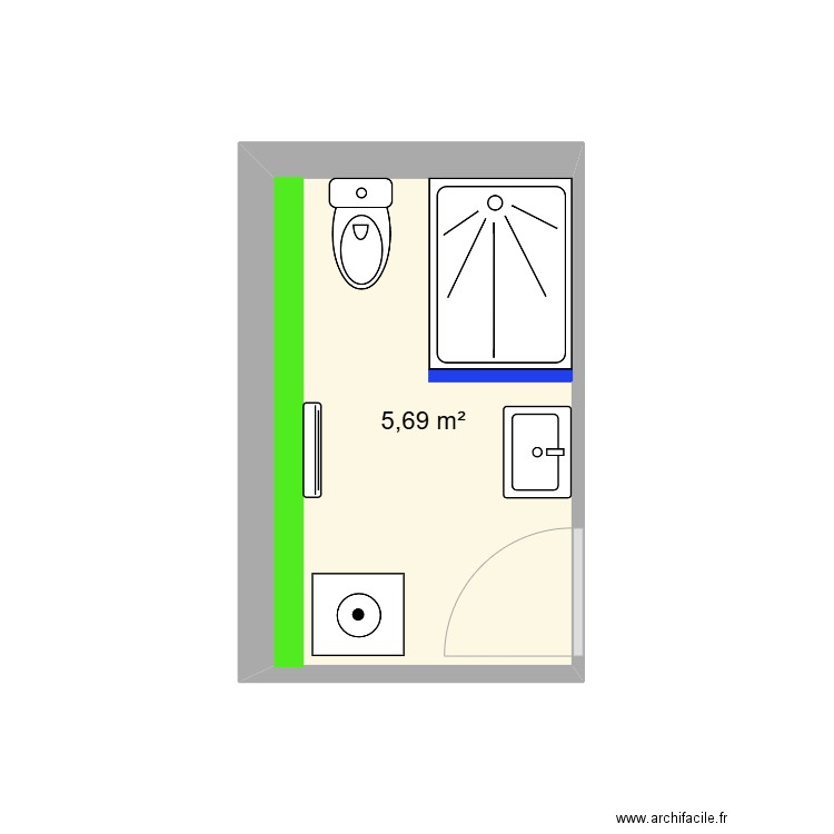 salle de bain Desormais/Decoulare. Plan de 1 pièce et 6 m2