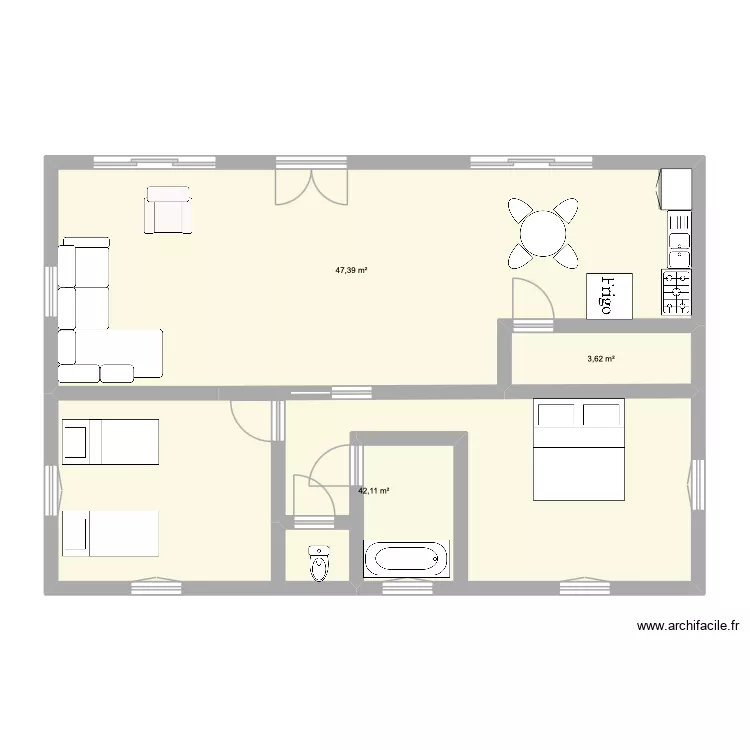 gates. Plan de 3  et 93 m²
