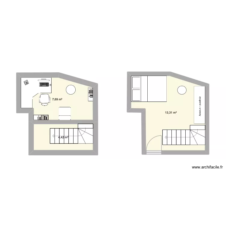 bedroom Jules. Plan de 3 et 25 m² bedroom Jules. Plan de 3 et 25 m²