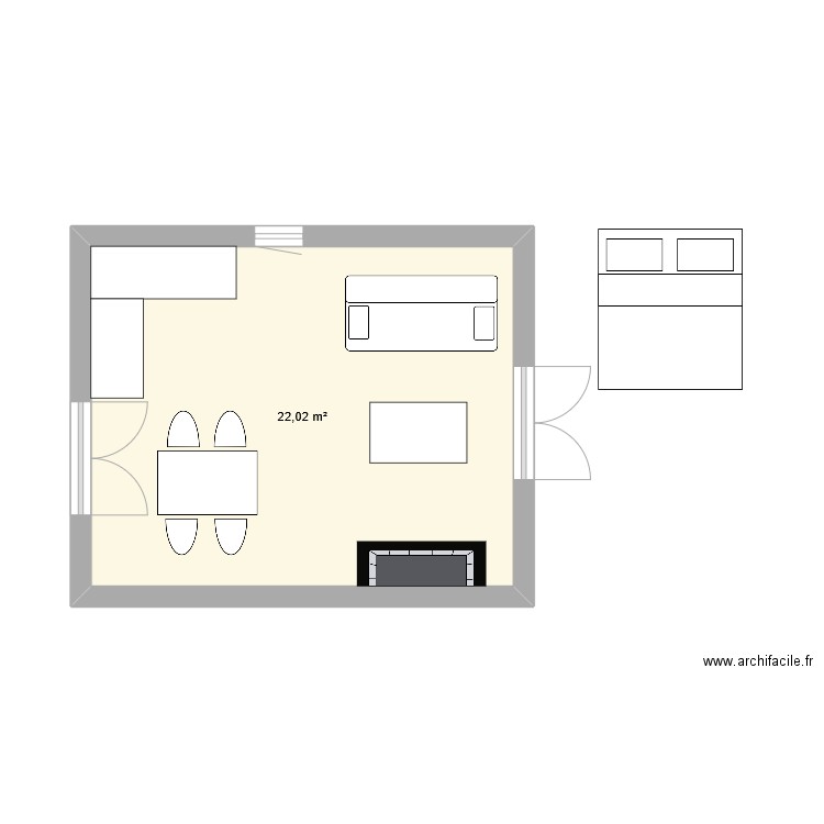 CIABOT DZEA. Plan de 1 pièce et 22 m2