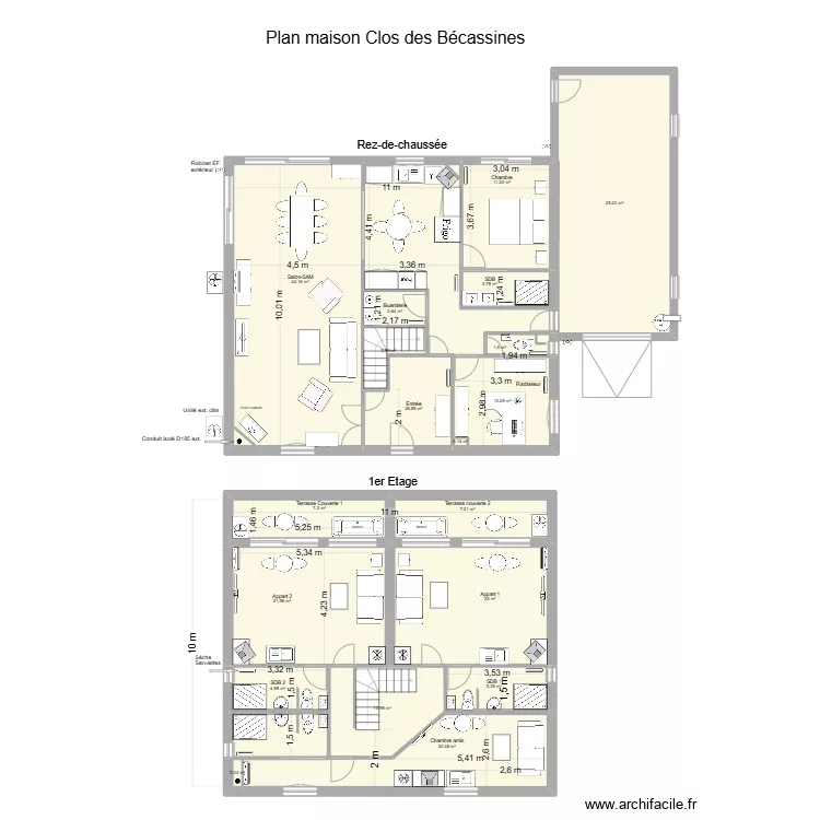 MAISON RDC CLOS DES BECASSINES GARAGE DECALE. Plan de 