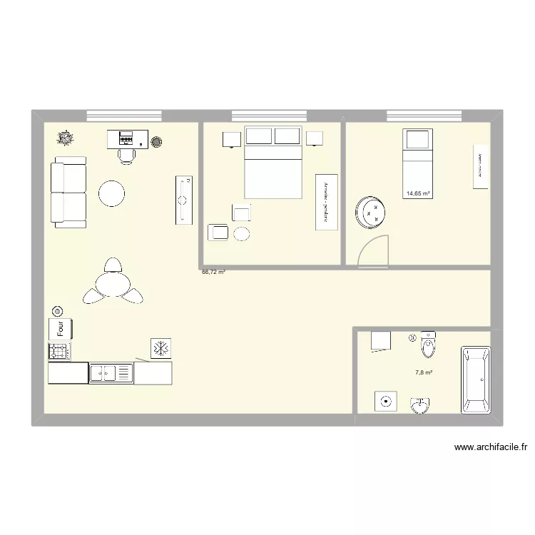 projet de design. Plan de 3  et 89 m²