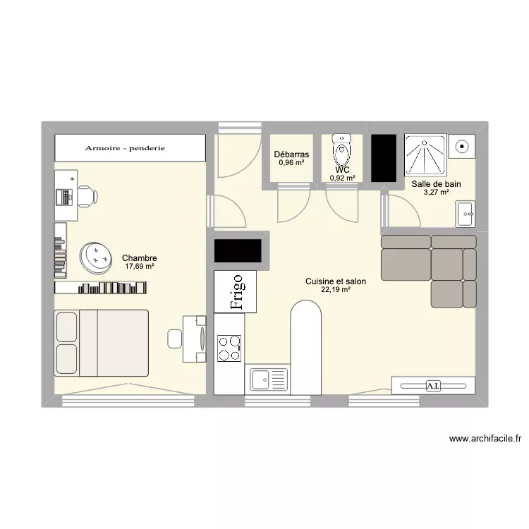 Alice. Plan de 7  et 46 m²