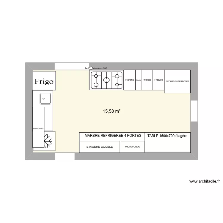 Cuisine Gaylord. Plan de 1 pièce et 16 m²