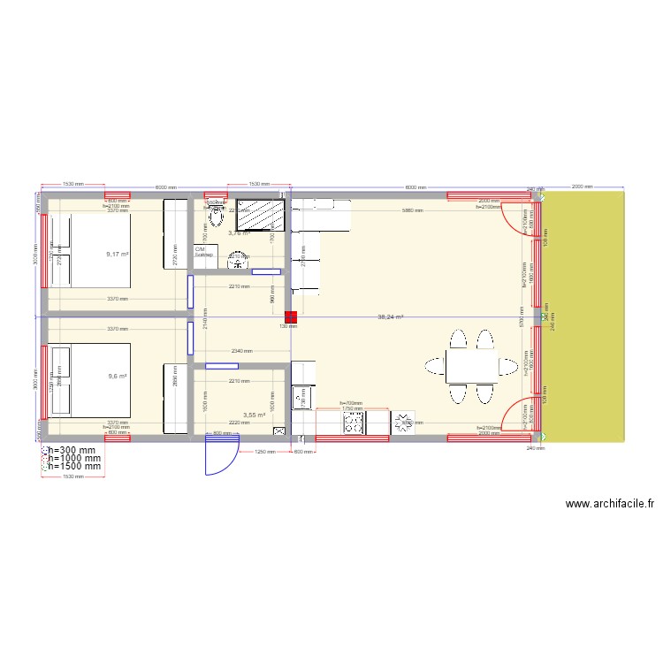 Гаврилово кар. Plan de 6 pièces et 75 m2
