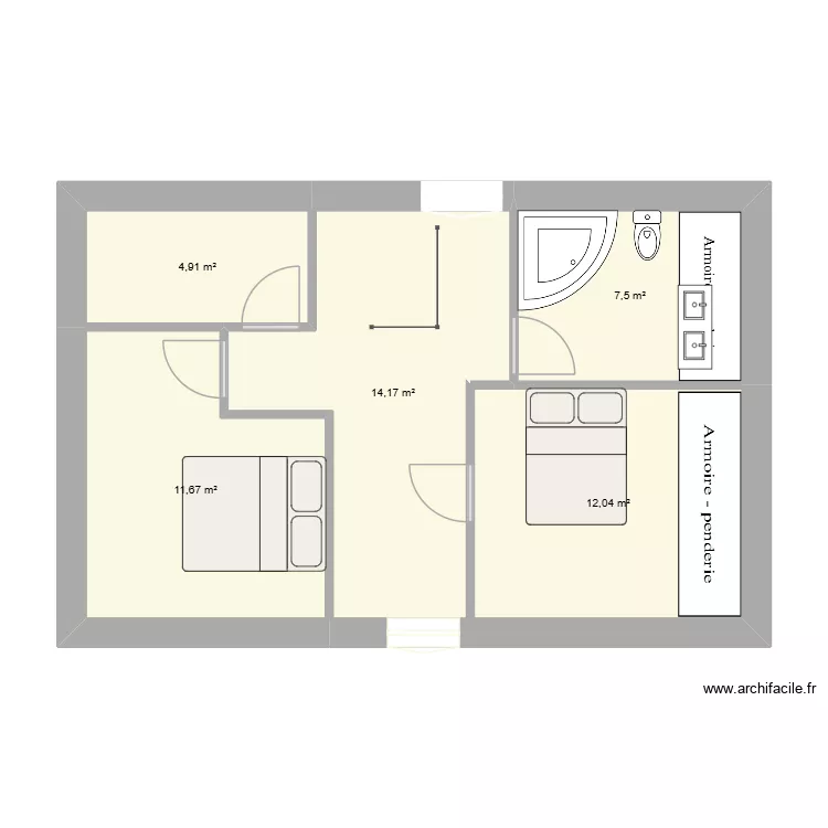 cournon etage 3. Plan de 5  et 50 m²