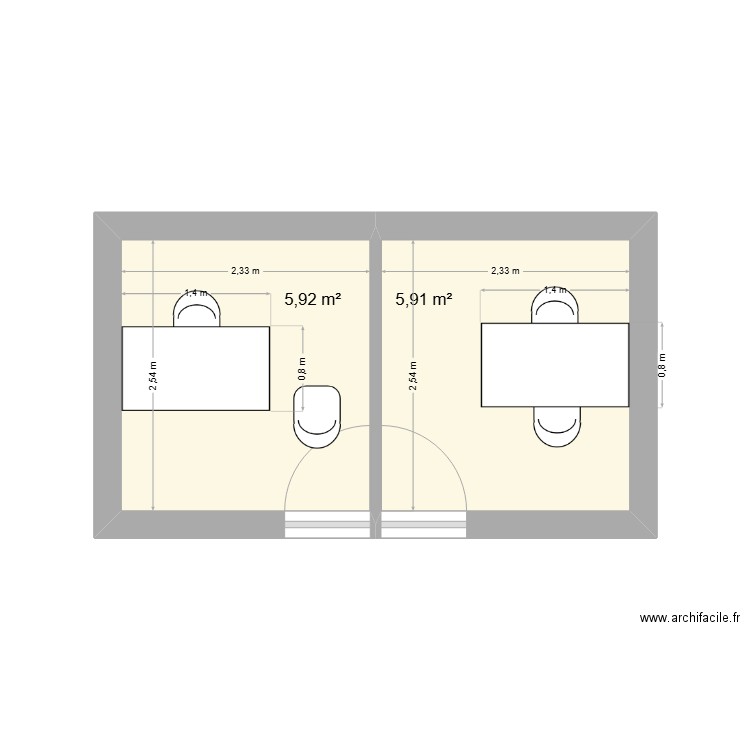 Box GS. Plan de 2 pièces et 12 m2