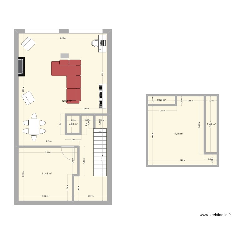 maison. Plan de 6 pièces et 73 m2