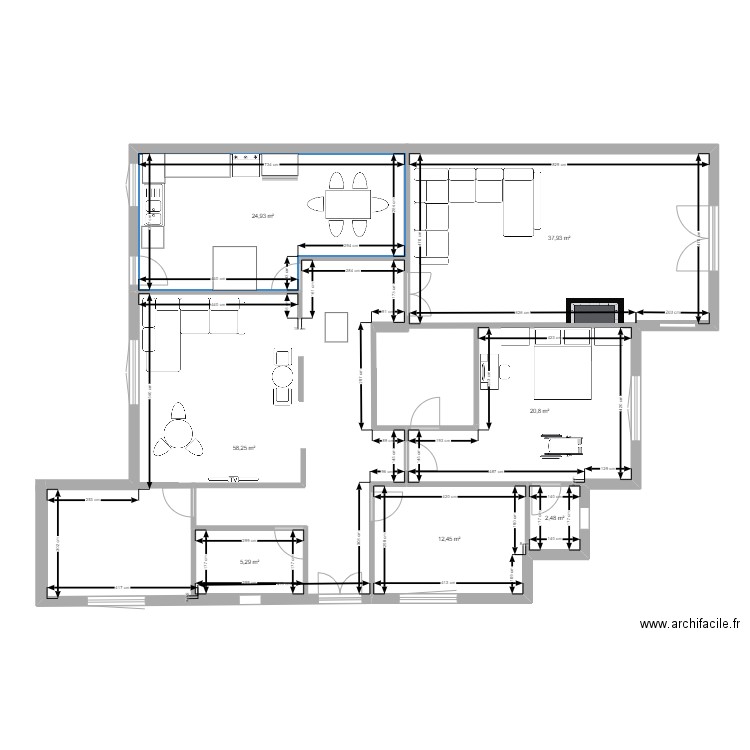 Manar . Plan de 7 pièces et 171 m2