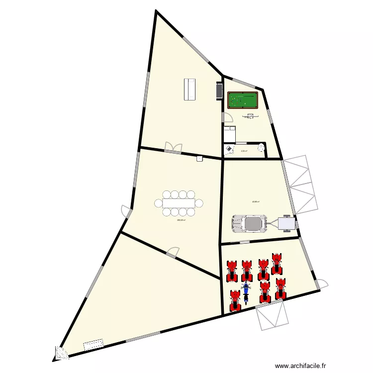 bobo le train. Plan de 4  et 316 m²