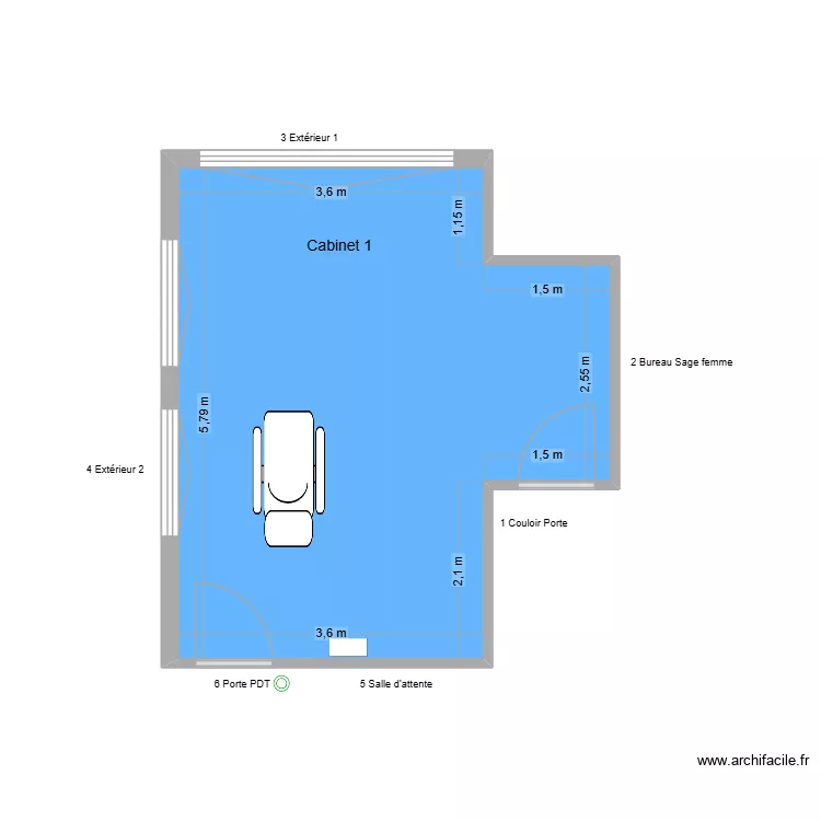 40211 Cabinet 1. Plan de 1  et 25 m²