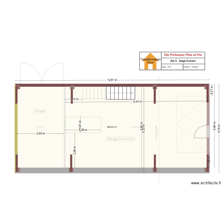 Bat A. Plan de 3 pièces et 130 m2