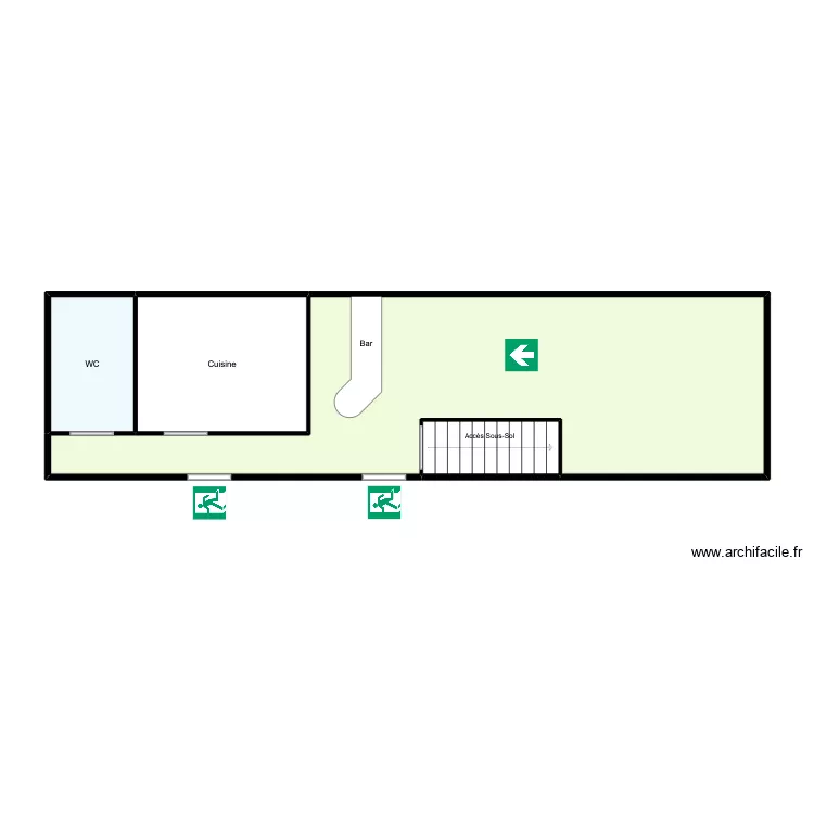 Plan d'&eacute;vacuation A CASA. Plan de 4  et 56 m²