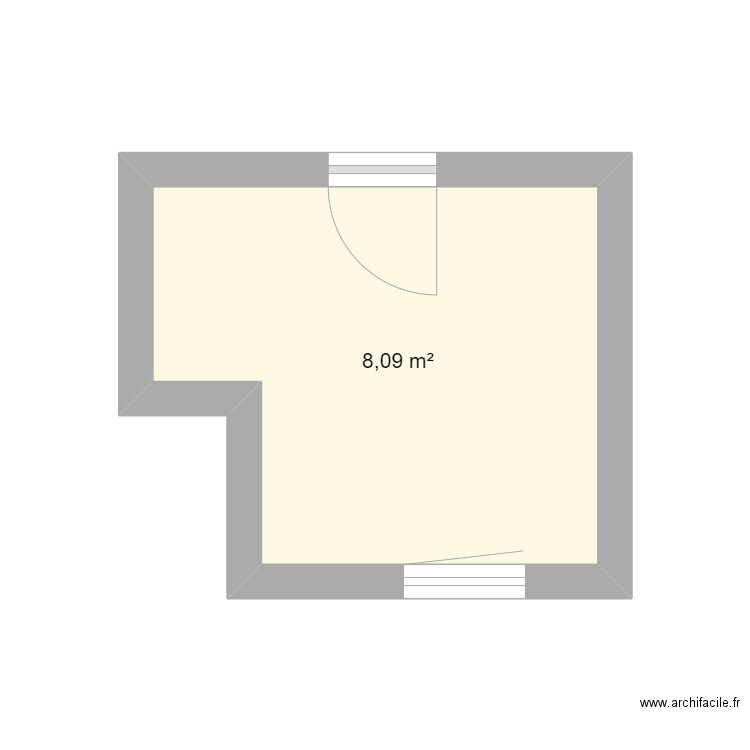SDB. Plan de 1 pièce et 8 m2
