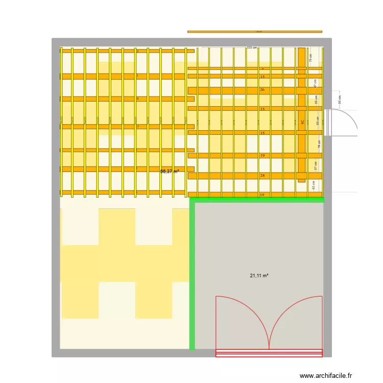 Grange. Plan de 2 et 87 m² Grange. Plan de 2 et 87 m²