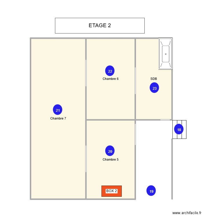 Maison test 2 ETG2. Plan de 4 pièces et 61 m2
