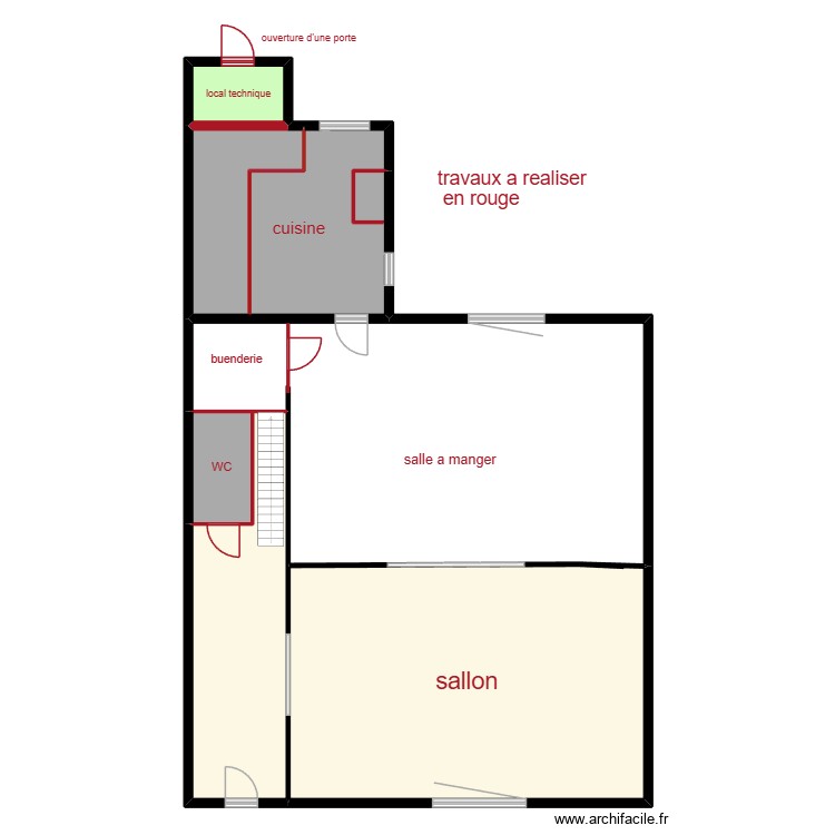 rez de chaussee travaux Andrea. Plan de 0 pièce et 0 m2