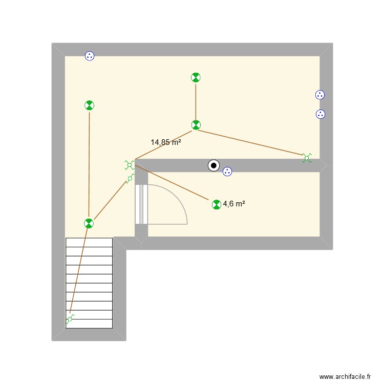 Cave. Plan de 2 pièces et 19 m2