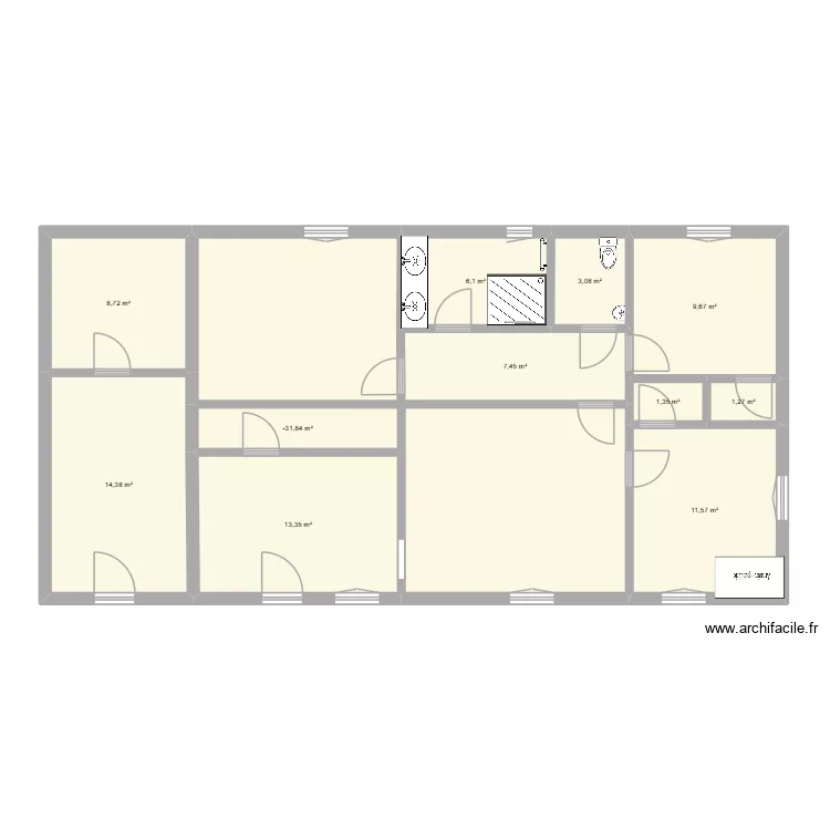 moi. Plan de 11  et 81 m²