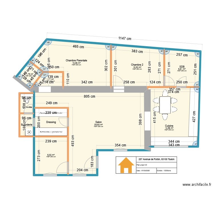 257 Forbin PROJET V2. Plan de 11 pièces et 95 m2